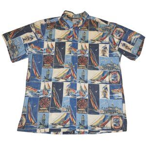 Vintage Reyn Spooner Hawaiian Traditionals Shirt Sailboat Print Men's Size XXL